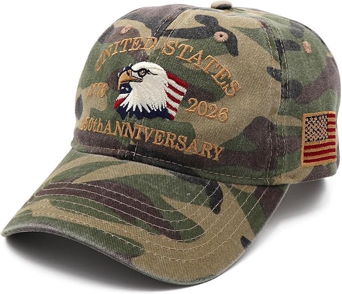 Efdaf Store USA 250th Anniversary Hat, Adjustable 250th Anniversary Printed Patriotic Baseball Caps, Tribute Retro Washed Hat - Image 2